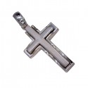9ct Brushed and Polished White Gold Italian Made Cross
